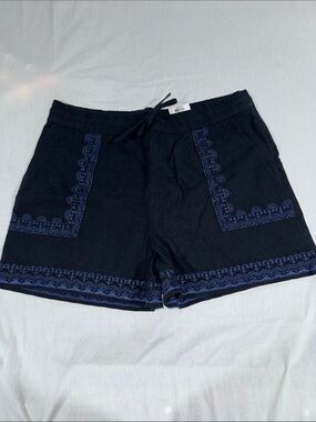 INC International Concepts Black Shorts with Navy Embroidery